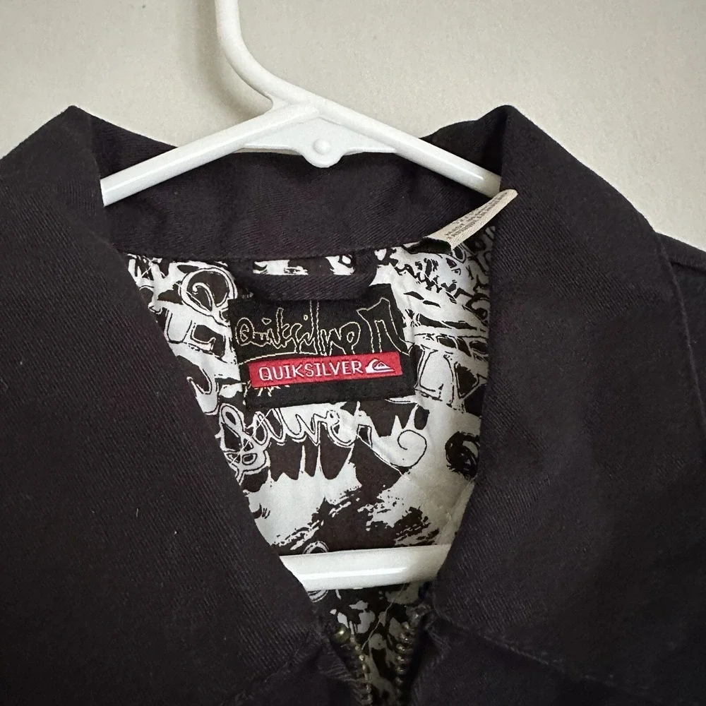 Quicksilver Black Full Zip Jacket Boys M Pockets Polyester Slightly‎ With Tags